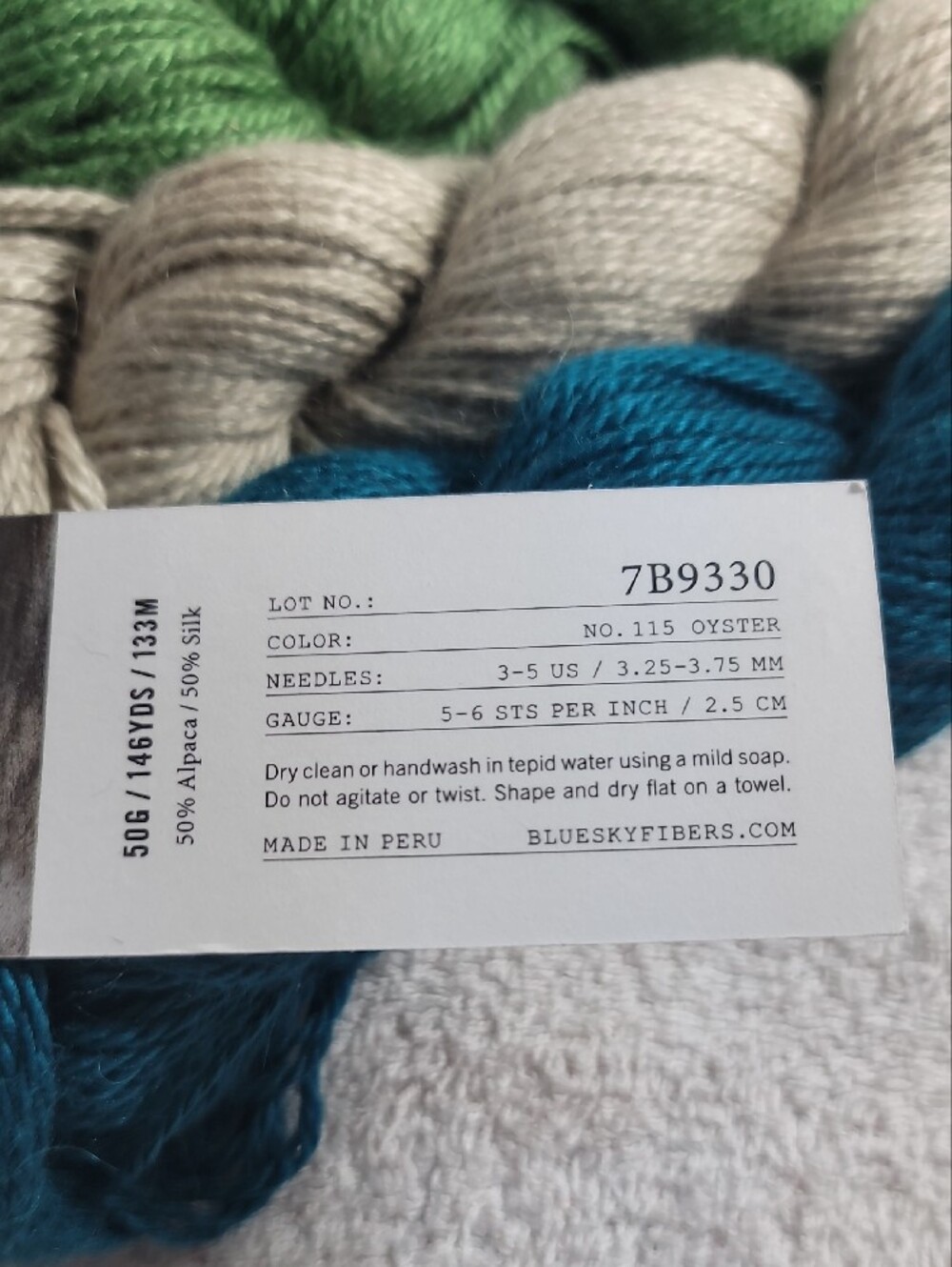 Blue Sky Fibers 3-Skein Yarn Set — Green, Natural, Teal - NWT - Picture 3 of 9